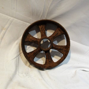 Rustic Industrial Wheel: Salvaged Factory Cart Part, 6.5&quot; Diameter
