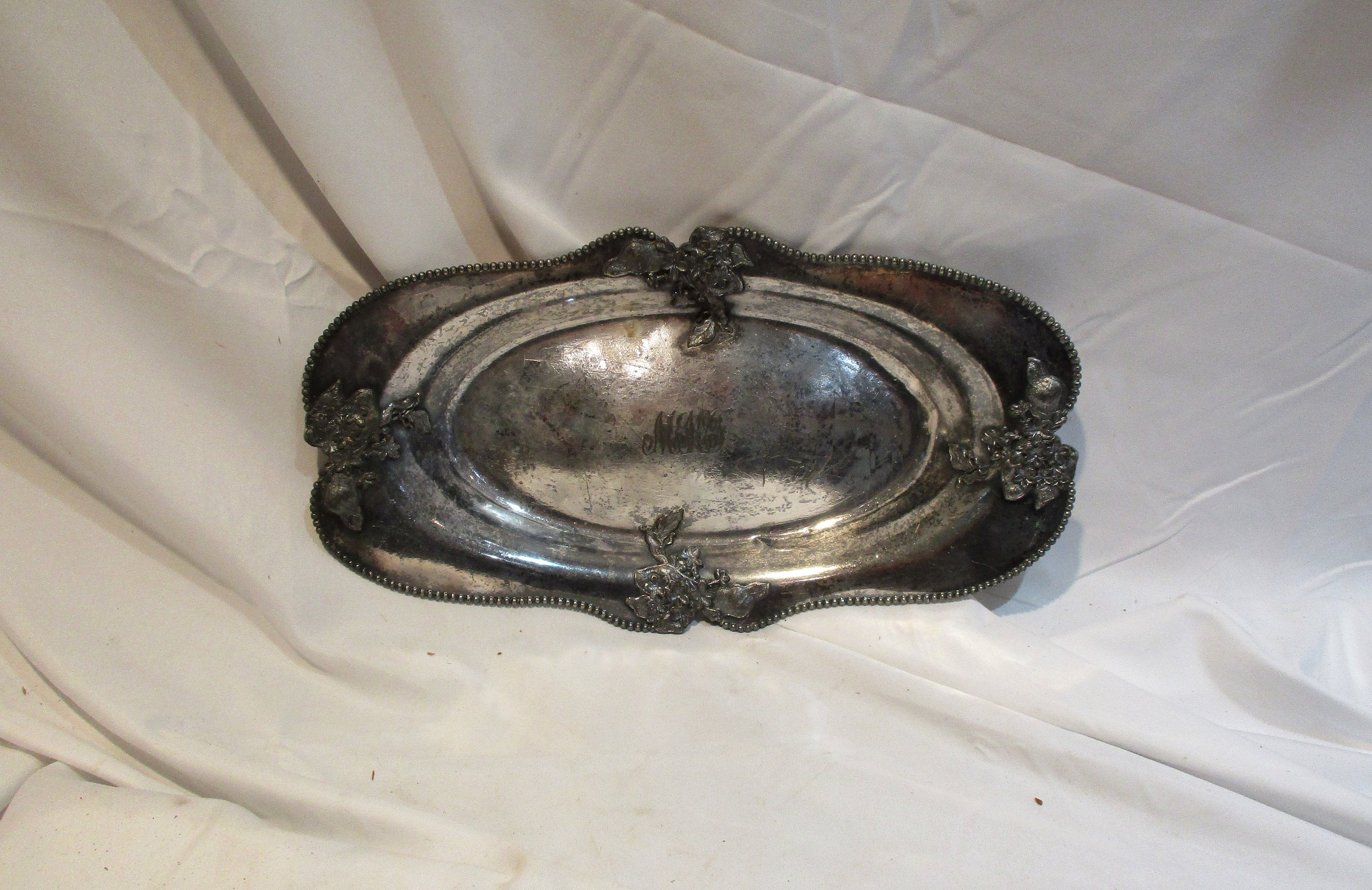 Antique Edwardian Silver Plate or Dish or Tray, Colonial Silver Company, American Old Quadruple Plate, New England Salvage