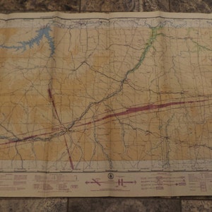 Aeronautical Map, 1948, Vintage Pilot&#39;s Map, Vectors, Montana, North Dakota, Vintage Flight Chart Map