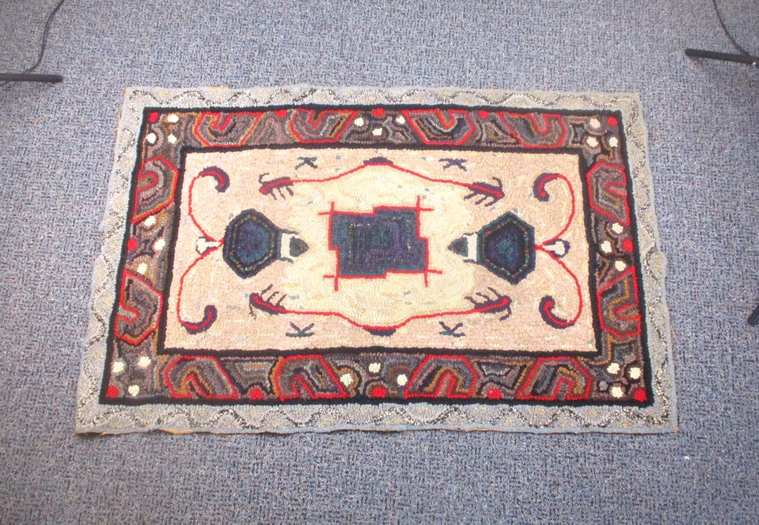 Handmade Hooked Rug: 1920s American Southwest Wall Hanging - Etsy