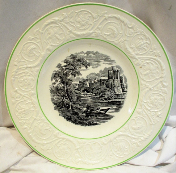 英国　Victorian Silver Plate 葉模様カトラリーセット 2点 Victorian Wedgwood Plates: English Country Transferware, Set of 4