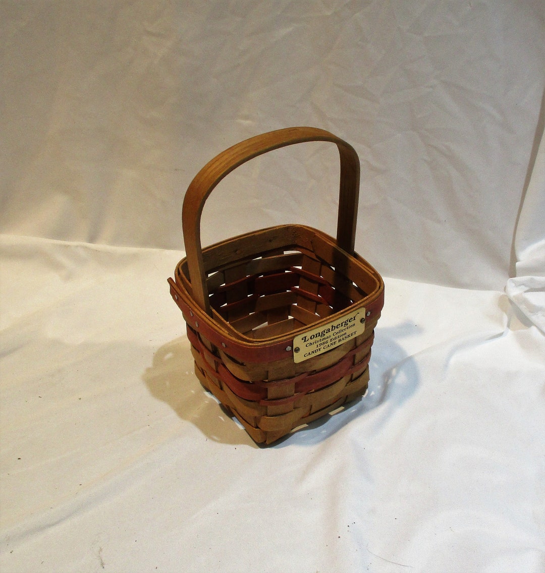 1986 Longaberger Basket, Christmas Collection Candy Cane Basket, Signed Vintage Splint Basket Etsy