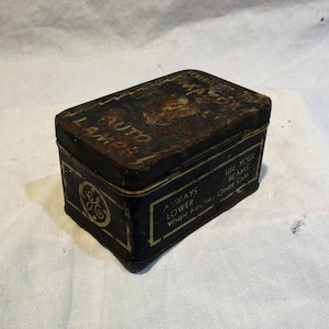 General Electric Mazda Auto Lamps and Original Tin with Bulbs, Vintage Car Parts Salvage