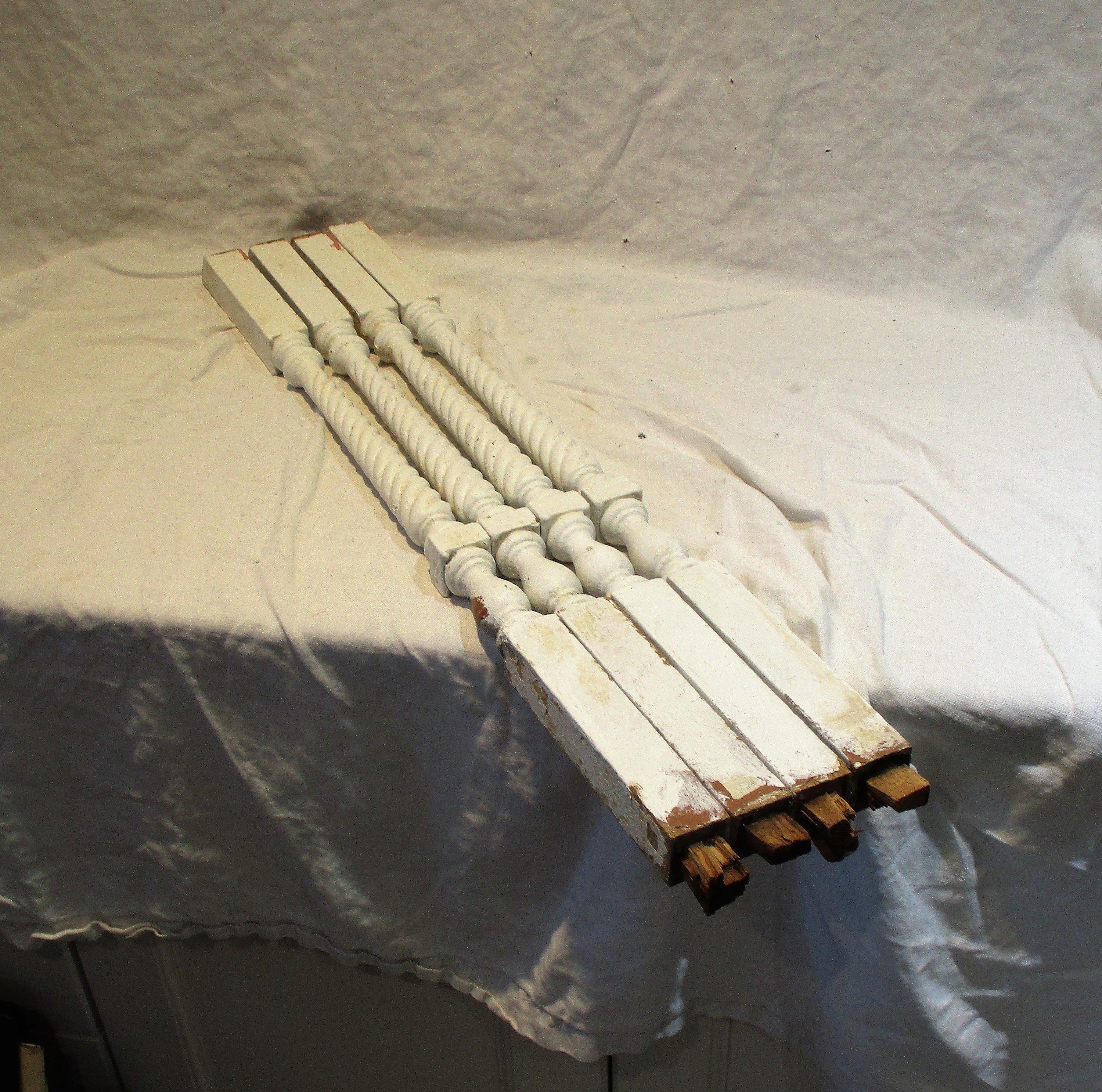 Balusters or Spindles, Barley Twist, Architectural Salvage, Set of 4