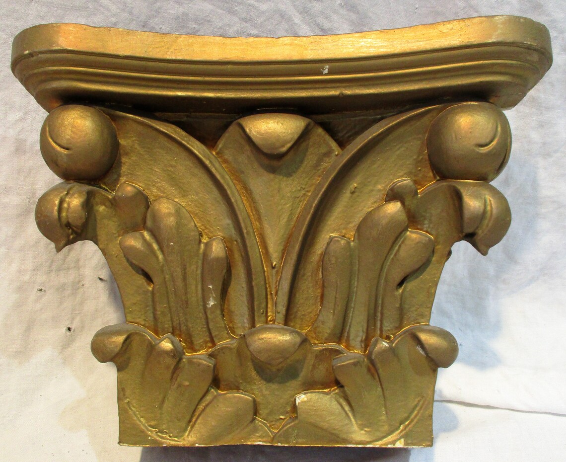 Rococo Column or Capital Fragment, Old Gilded Architectural Salvage ...