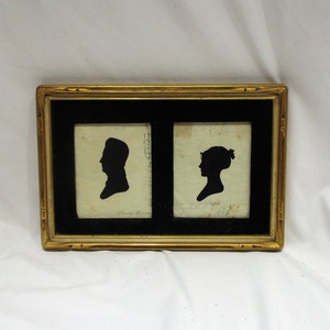 Silhouettes, Early 19th Century, Framed Profile Silhouette Portraits, Major General Lorenzo and Elizabeth Thomas Peale, Antique Framed Art