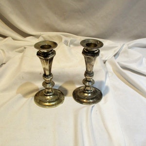 Pair of Candlesticks, Vintage Antique Silver Plate Art Deco Candle Holders