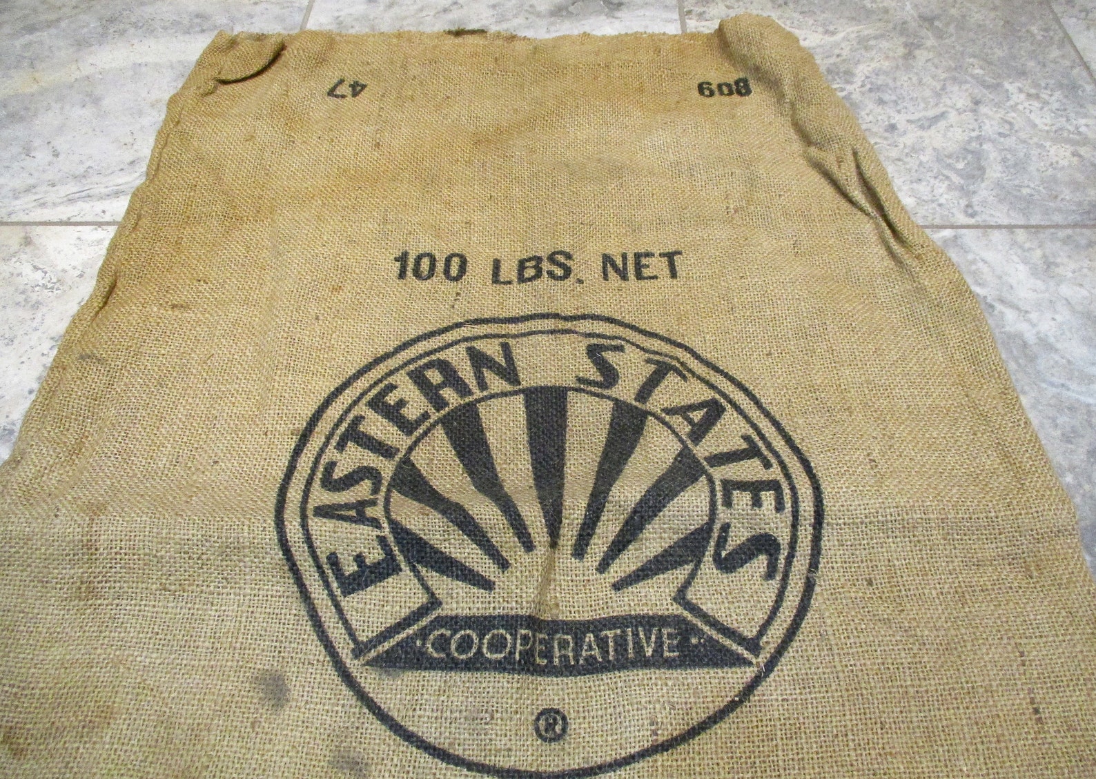 Burlap Sack Massachusetts Eastern States Potato Sack Vintage | Etsy