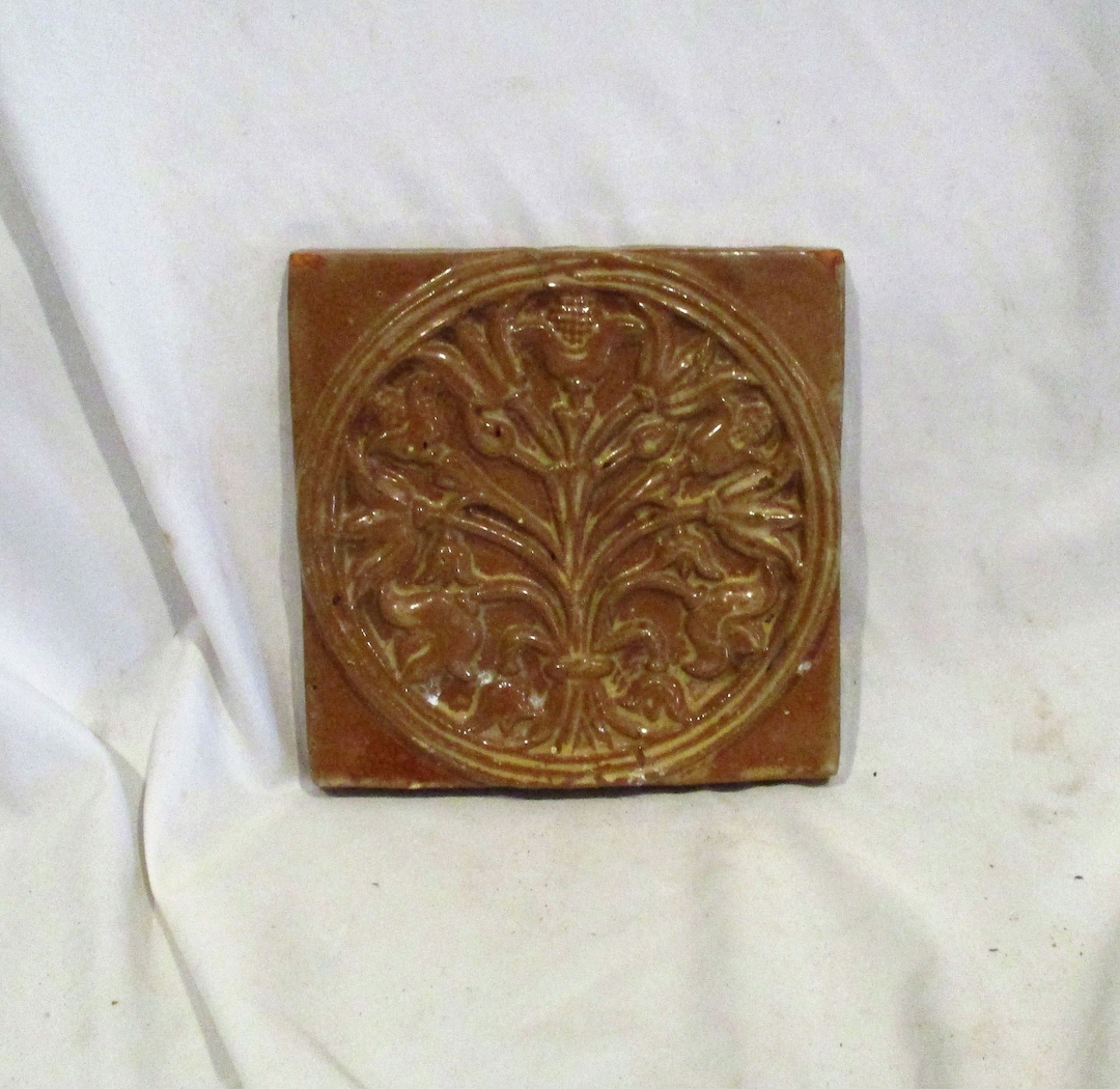 1974 Moravian Large Tile, Mercer Tile, Vintage Pennsylvania Decorative
