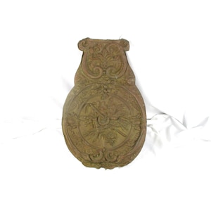 Very Large Morbier Clock Pendulum: Embossed Floral Design, 19th Century Comtoise Clock Part