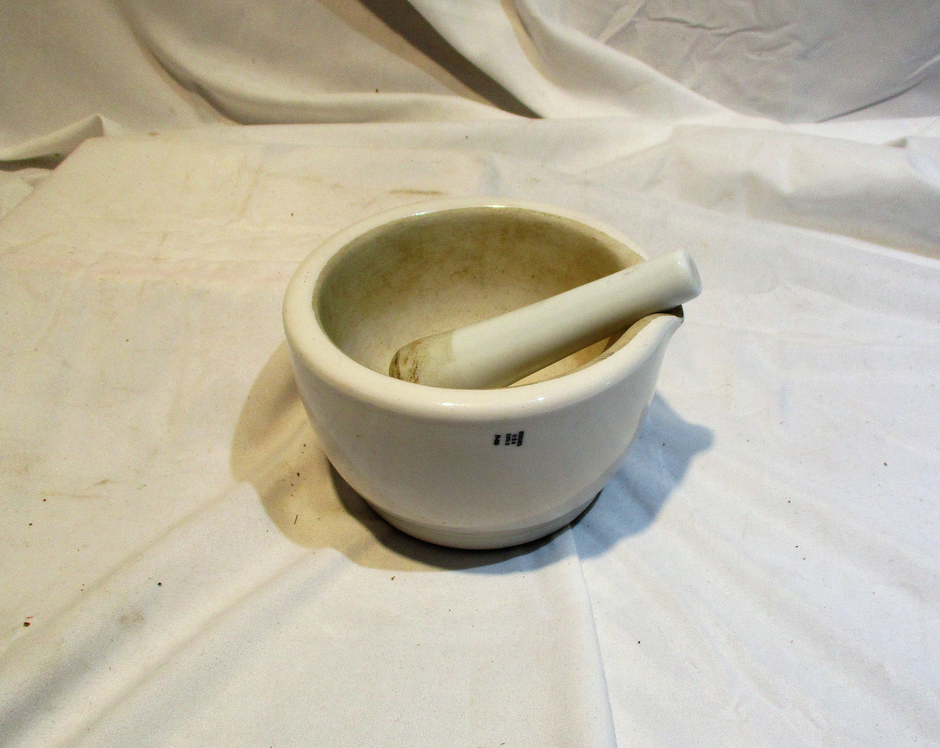 Vintage Coors Ceramic Laboratory Apothecary Funnel Pestle Mortar