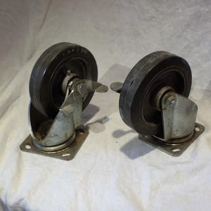 Industrial Casters, Payson Bronco Set of 2, Vintage, Furniture or Factory Cart Salvage