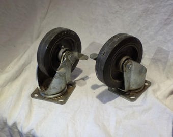 Industrial Casters, Payson Bronco Set of 2, Vintage, Furniture or Factory Cart Salvage