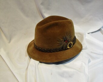 Vintage Hat, Brown Men's Fedora, American Stetson Hat, Antique Millinery, Vintage Clothing and Costume