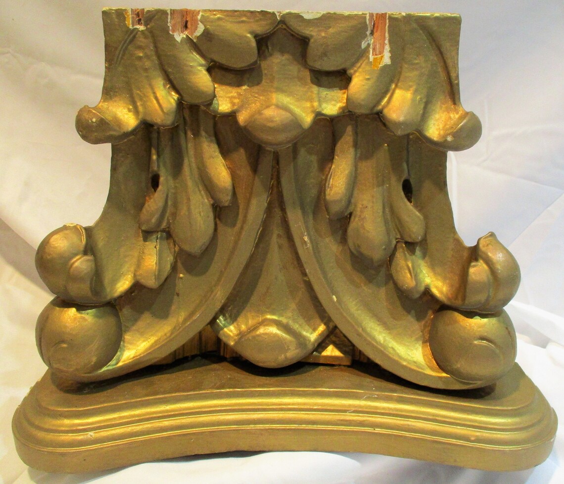 Rococo Column or Capital Fragment, Old Gilded Architectural Salvage ...