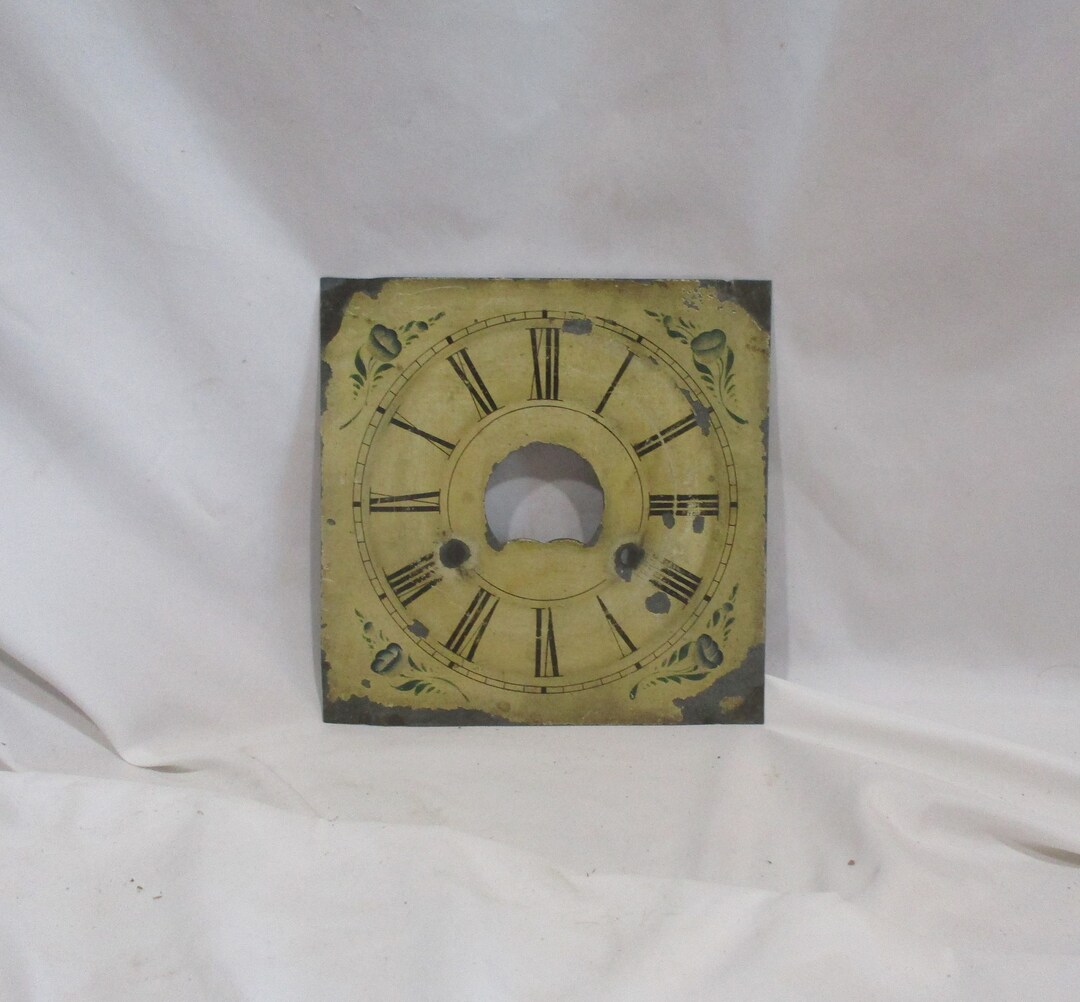 Vintage Square Clock Face: Hand-painted Flowers, Roman Numerals - Etsy