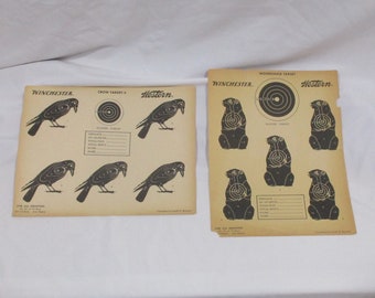 Target Practice, Winchester Western Shooting Targets, Woodchuck or Groundhog and Crow Targets, Vintage Paper Marksmanship Targets