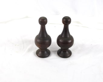 Turned Solid Wood Finials, Vintage Furniture Salvage Small Pair