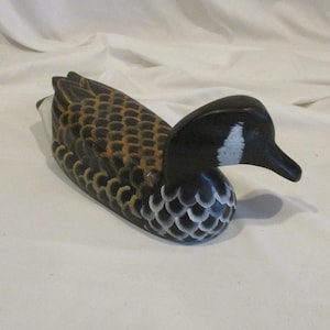 American Folk Art, Hand Painted Wood Duck, Signed Jake Werhel (?), Vintage Duck Figurine