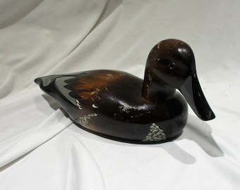 American Folk Art, Hand Painted Wood Duck, Unsigned Mallard, Vintage Duck Decoy