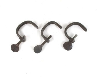 Quilt Clamps, Matching Set of 3 Blacksmith-Made Antique Hand Forged Metal
