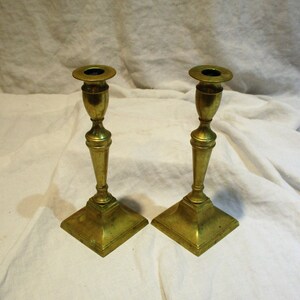 Brass Candlesticks, Pair of Old Colonial Candlesticks, Vintage Antique Candle Holders