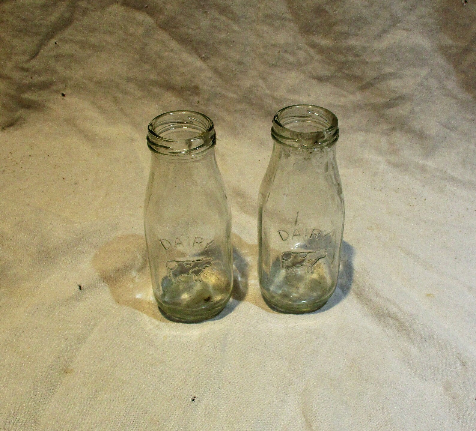 Dairy Bottles Embossed Cow Milk Bottles Vintage Glass Farm Etsy