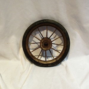 Buggy Wheel, Go Cart Wheel, Cart Wheel, Carriage Wheel, Single, Vintage Salvage Metal and Rubber Wheel