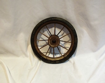 Buggy Wheel, Go Cart Wheel, Cart Wheel, Carriage Wheel, Single, Vintage Salvage Metal and Rubber Wheel