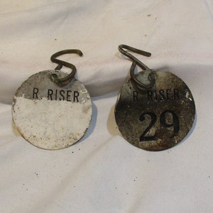 Equipment Tags, Locker Tags, Riser Numbered Discs, Vintage Tags, Old Identification Disks