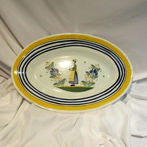 Quimper French Country Platter: Hand-Painted Breton Folk Art