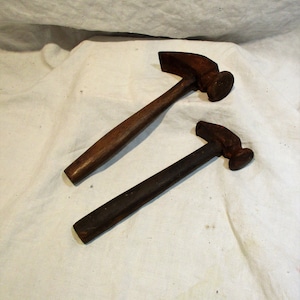 Cobbler&#39;s Hammers, Pair of Antique Hammers, Old Shoemaker&#39;s Tools, Workshop Equipment Salvage