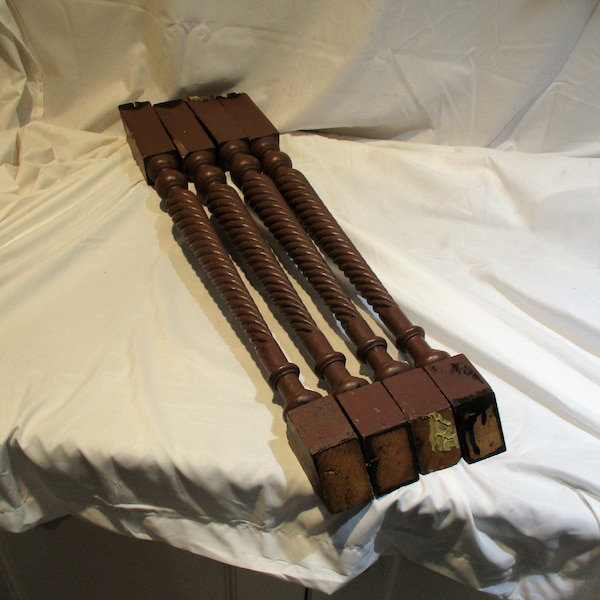 Balusters, Architectural Salvage, Hand Carved Spiral Barley Twist, Re-Purpose as Table Legs