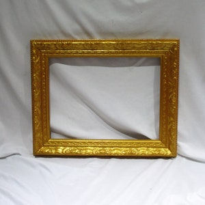 Wood Rectangular Picture Frame, Rococo, Vintage Large Gold Wood Neoclassical Art Frame, Great Art Salvage
