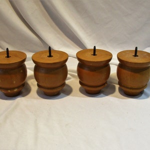 Set of 4 Mid Century Solid Wood Onion Furniture Feet or Furniture Legs, Scandinavian or Danish Modern Style