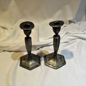 Pair of Candlesticks, Vintage Shabby Chic Quadruple Silver Plate Candle Holders, Matching Pair