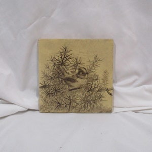 Minton Tile, Bird Tile, Sparrow or Little Brown Bird Design, English Hand Painted Tile, Original Antique Tile, Arts & Crafts