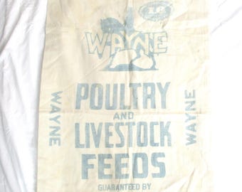 Canvas Sack, Poultry and Livestock Feed, Vintage Chicago Illinois Farm and Barn Salvage