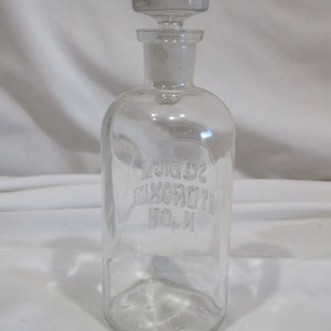Vintage Wheaton Apothecary Bottle: Embossed Sodium Hydroxide, Frosted Stopper image 5
