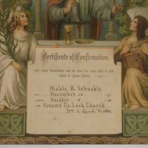 1905 Confirmation Certificate,early 20th Century Folk Art German