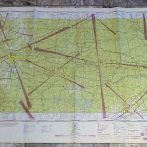 Aeronautical Map, 1944, Vintage Pilot&#39;s Map, Vectors, St Louis to Kansas City, Vintage Flight Chart Map