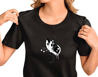Stylish Bug Illustration T-shirt, Quirky Butterfly Print Shirt, Fashionable Nature Tee, Butterfly T-shirt For Women