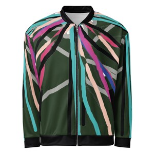 Abstract Print Bomber Jacket: Unisex Fleece Lined Polyester