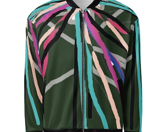 Abstract Print Bomber Jacket: Unisex Fleece Lined Polyester