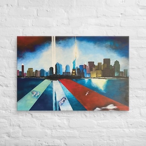 NYC Skyline Canvas Art: Twin Towers Tribute Painting