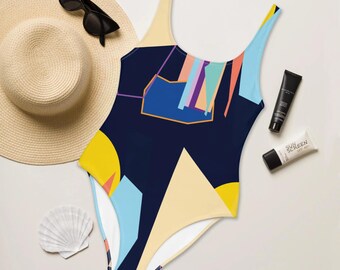 Maillot de bain une pièce abstrait minimaliste moderne - Conception artistique