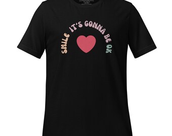 Camiseta gráfica extragrande: Sonríe, está bien, camiseta inspiradora