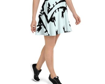 Stretchy Printed Skater Skirt, High Waisted Skirt, Art Skirts for Women