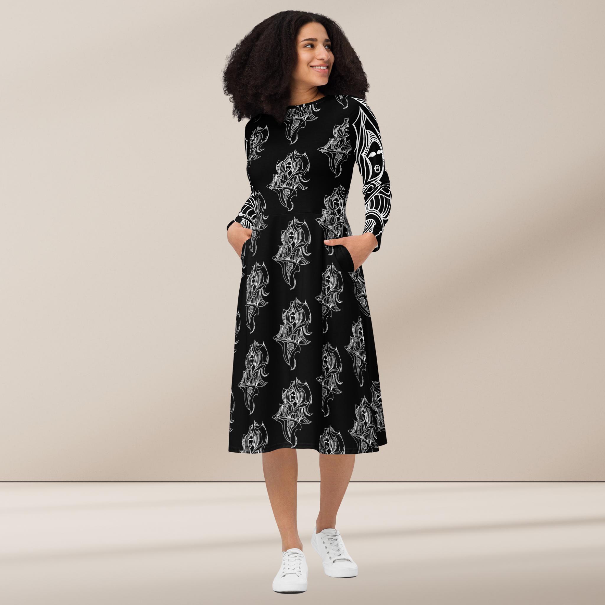 long sleeve knit dresses Rhapsody Long Sleeve Knit Mini Dress | Black | Womens