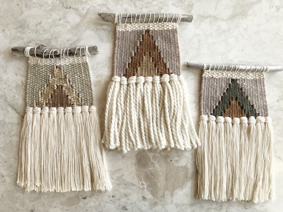 Mini Woven Wall Hanging weaving frame Loom Weaving gifts for Her mini Weaving roving Weaving Etsy